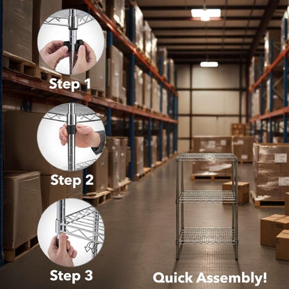 14" x 60" NSF Black Epoxy 3-Shelf Kit with 34" Posts - Commercial Storage Rack Unit - Heavy-Duty Adjustable Wire Shelving Unit for Restaurant, Retail, and Warehouse Storage - 1,800 lb Capacity