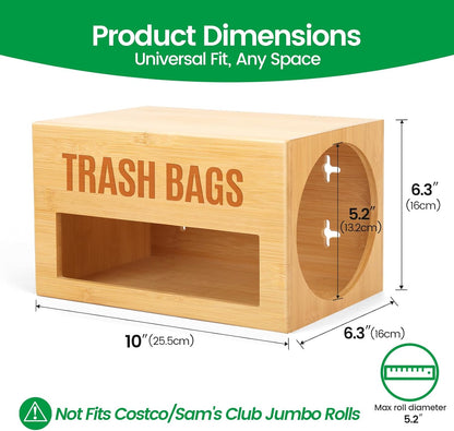 13-33 Libreshine Bamboo Garbage Bag Dispenser Roll Holder - Wall Mount Trash Bag Organizer for Gallons, Under Sink