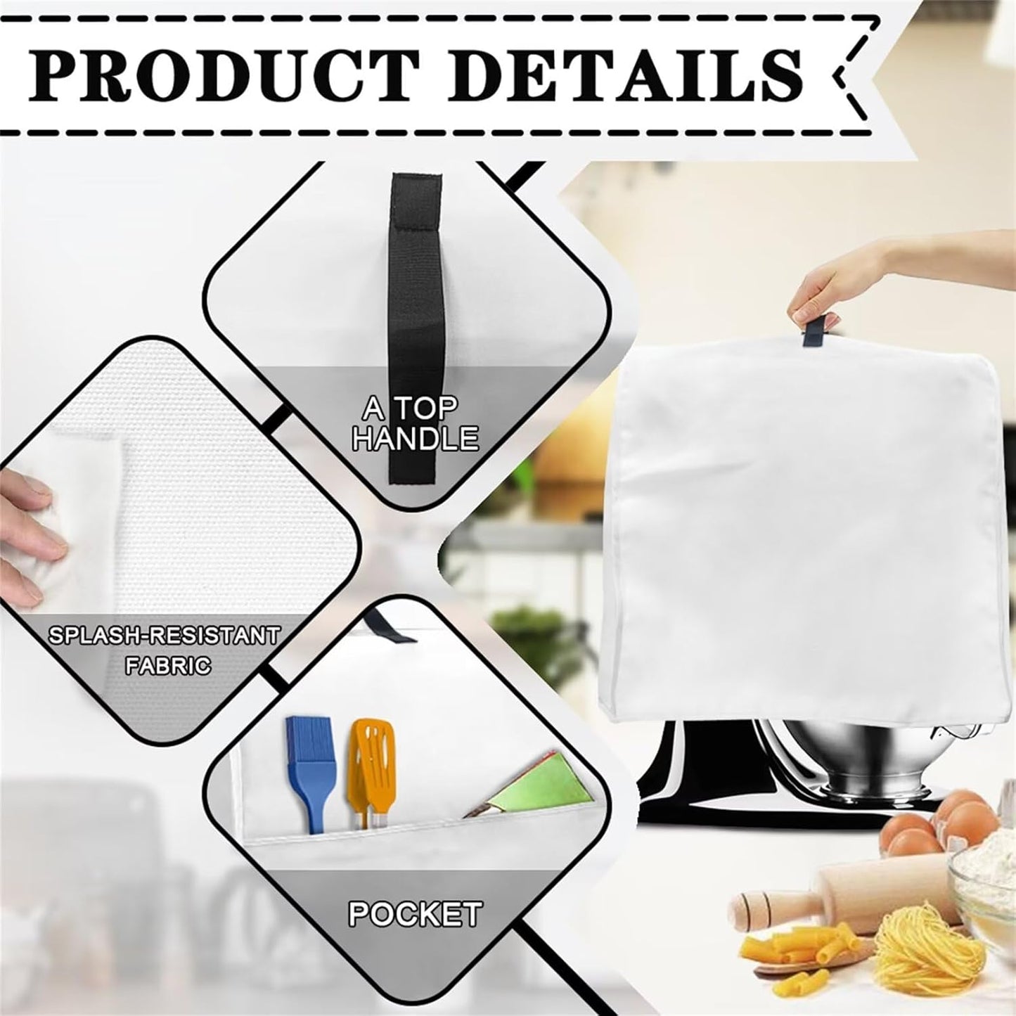 Moon Mushroom Butterfly Stand Mixer Dust-proof Cover, Organizer Bag with Multi Pockets for Kitchen Accessories