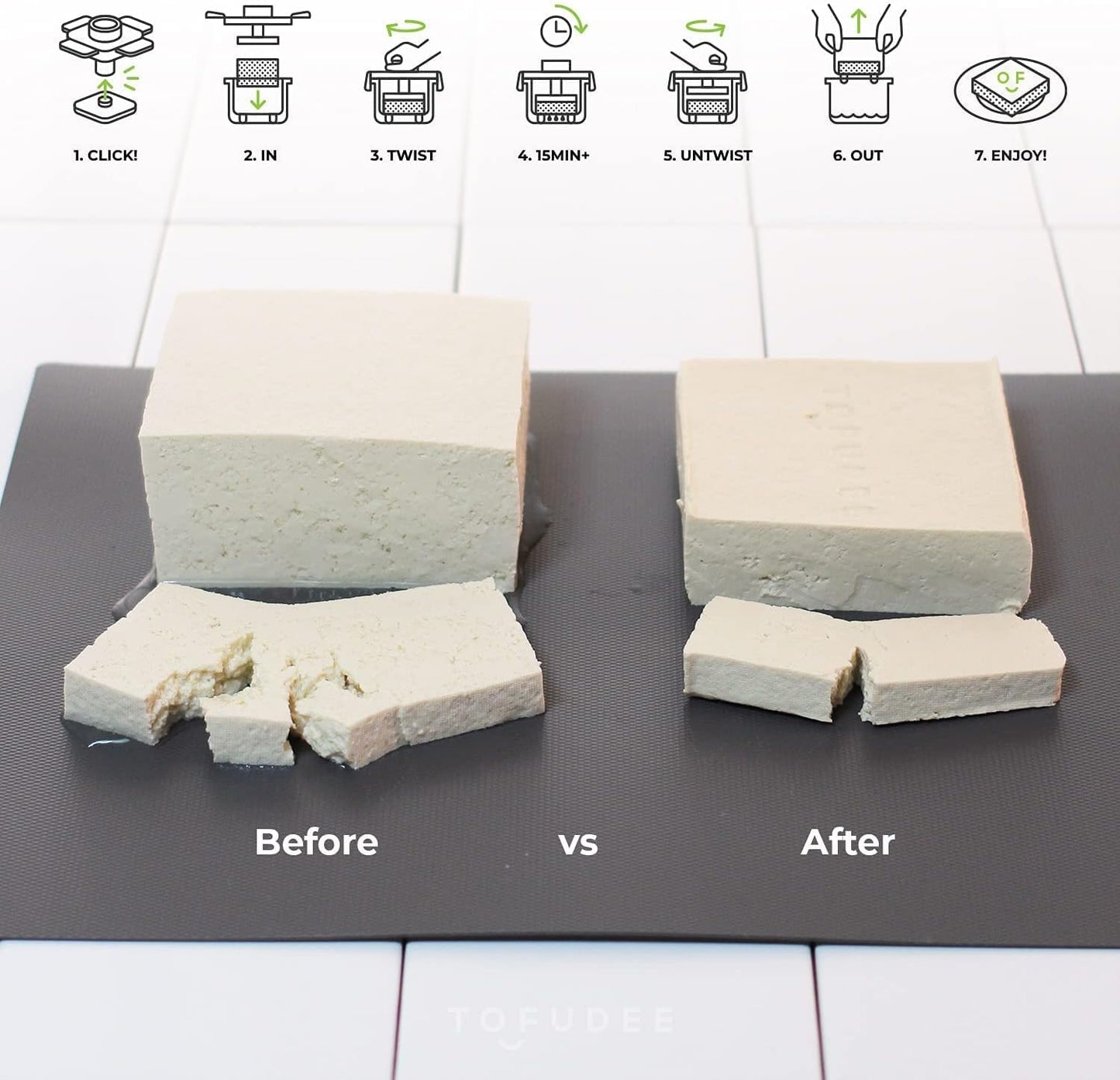 15-20min TOFUDEE Tofu Press for Vegan - Dishwasher Safe & BPA Free Tofu Presser that Swiftly Drains Water from Soft