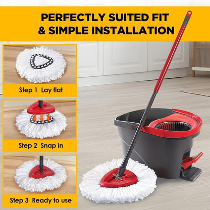 Mop Head Replacement for Ocedar, Spin Mophead Replacements, Compatible with Cedar Easywring 1-Tank System, Microfiber 6 Pack 360 Degree Swivel Mop Refills, Machine Washable and Easy to Replace