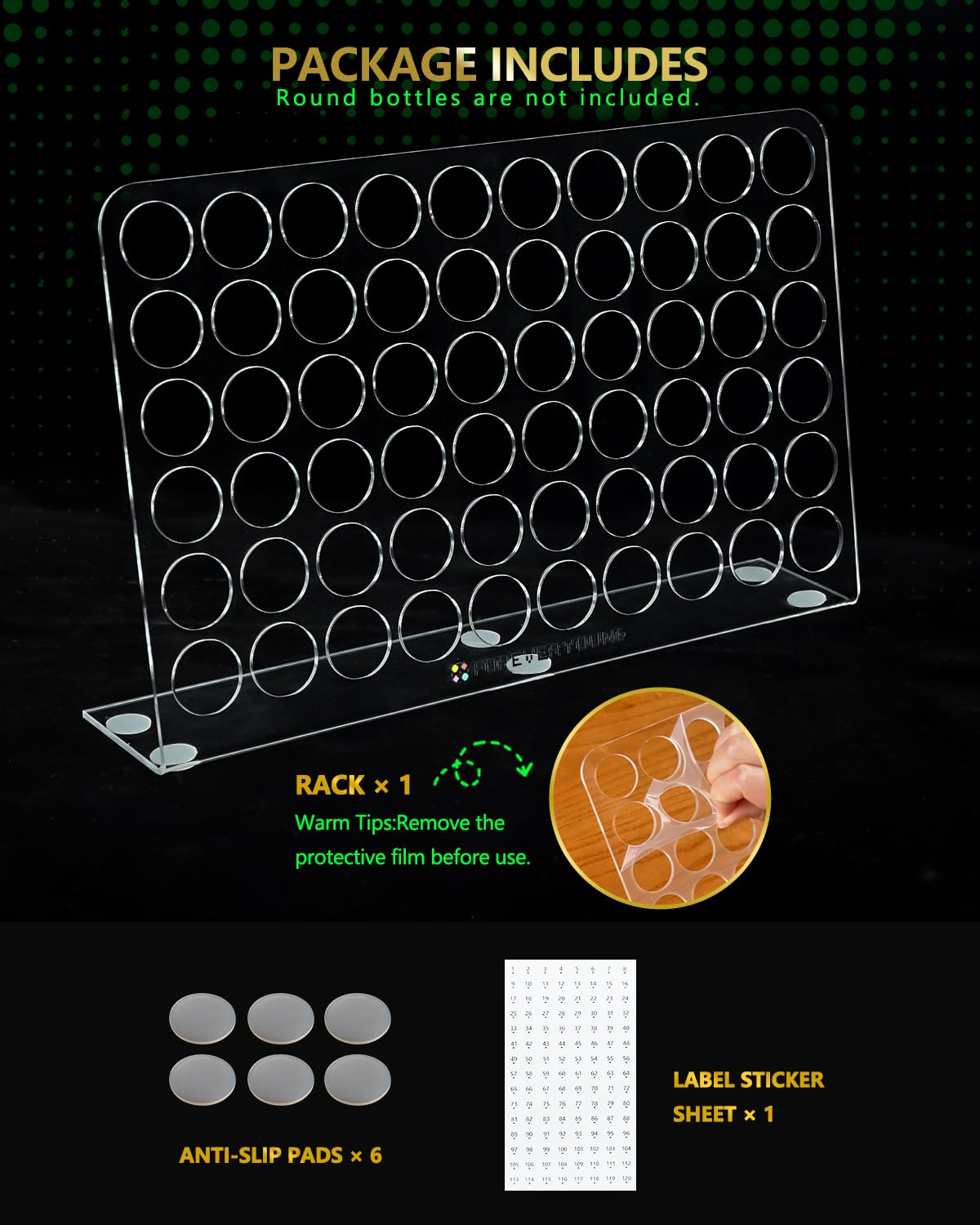 Foreveryoung Diamond Painting Bottle Storage Rack with 60 Slots, Diamond Art Storage Containers for Beads, Compatible with Most Diamond Painting Accessories and Tools, Tidy Workspace (No Jars)