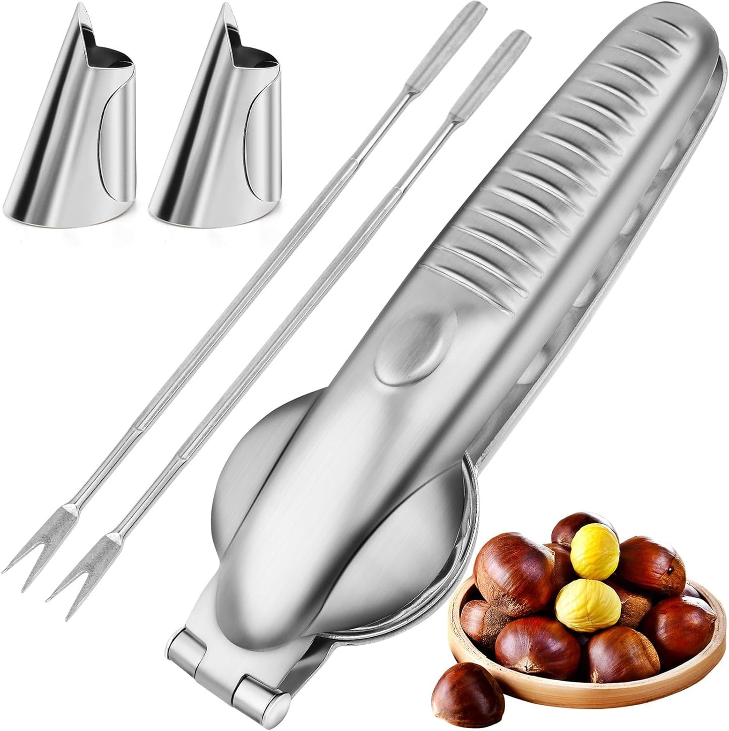 2 2 Upgraded Chestnut Cutter Tool Chestnut Open Clip Stainless Steel Chestnut Opener Portable Nut Cracker Walnut