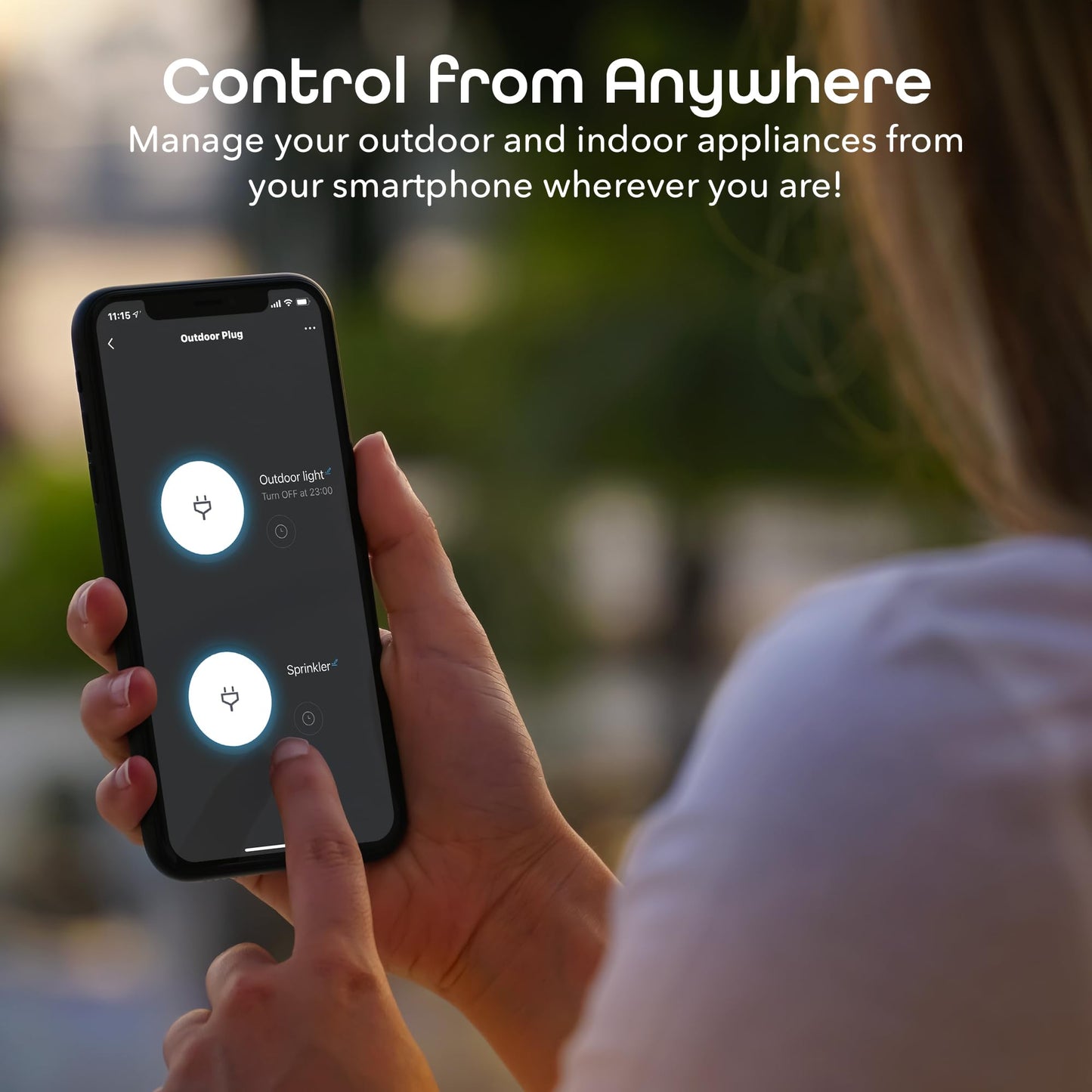 Geeni Outdoor Duo Wi-Fi Smart Plug, Weatherproof Dual Socket, Wireless Remote Control, Works with Alexa & Google Home, 2 Outlets