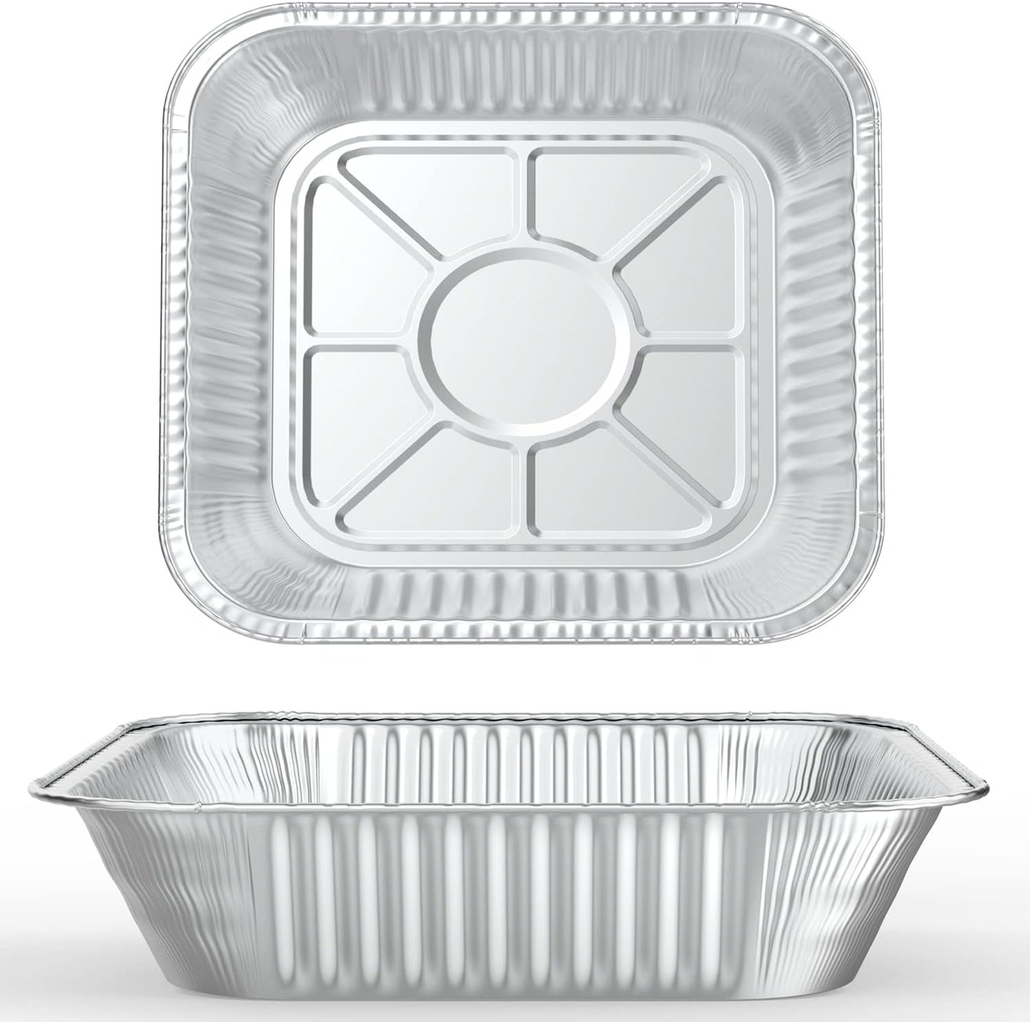 WANBAO 50 Pcs Disposable Aluminum Baking Pans, Square 8'' X 8'' X 2'' Inch for Meal Prep and Catering