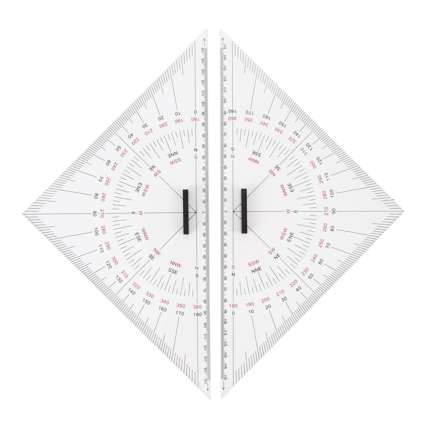 2pcs Chart Drawing Triangle Ruler, 11.81in Course Triangle Positioning Triangle Boat Architectural Stationery Navigation Plotting Kit for Training Purposes Maritime