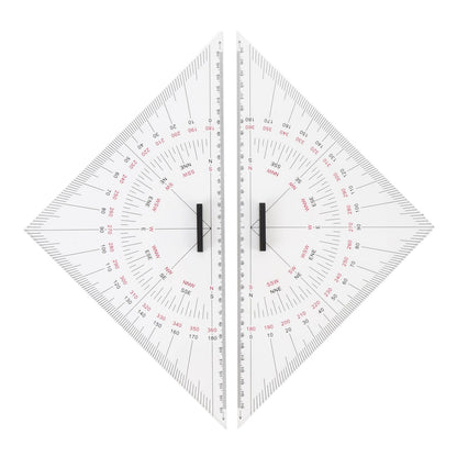 2pcs Chart Drawing Triangle Ruler, 11.81in Course Triangle Positioning Triangle Boat Architectural Stationery Navigation Plotting Kit for Training Purposes Maritime