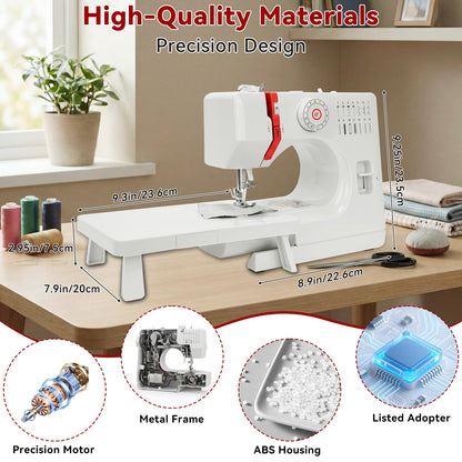 Beginners Sewing Machine for Beginners, Dual Speed Portable Electric Mini Sewing Machine with 14 Stitches, Complete Repair Kit for Clothing Fabrics, Handheld Sew Machine for DIY Travel & Home Use