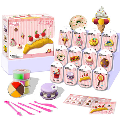 Air Dry Clay for Kids, Cake Themed, DIY Model Magic Clay with Sculpting Tools and Tutorials, 12 Boxes Modeling Magic Soft Clay Art Sculpting Supplies, Arts and Crafts Gift for Kids