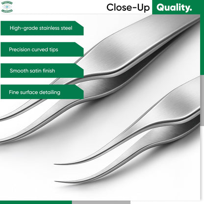 Scientific Labwares High Precision Stainless Steel Lab Forceps with Curved Very Fine Tips