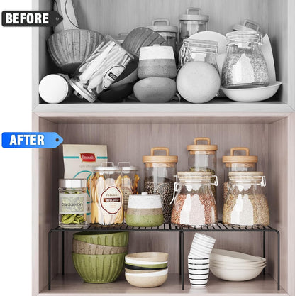 Expandable Storage Shelf - Adjustable Rustproof Metal Wire Spice Rack, Space Saver Kitchen Storage Shelves Set of 6