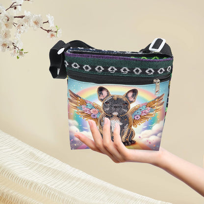5D DIY Diamond Painting Shoulder Bag, Special Shaped Diamond Art Bag Kit, Partial Drill Craft Handbag, Crossbody Purse with Adjustable Strap, DIY Crystal Rhinestone Art Gift, Dog Angel