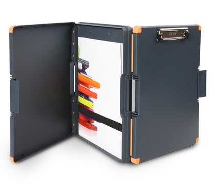 Dexas Duo Clipcase, Double Sided Clipboard Design, Portable Clipboards 13”x10” Gray/Orange, Combine Style and Functionality Office Supplies for Nursing, School, Work, Trades, Home Office