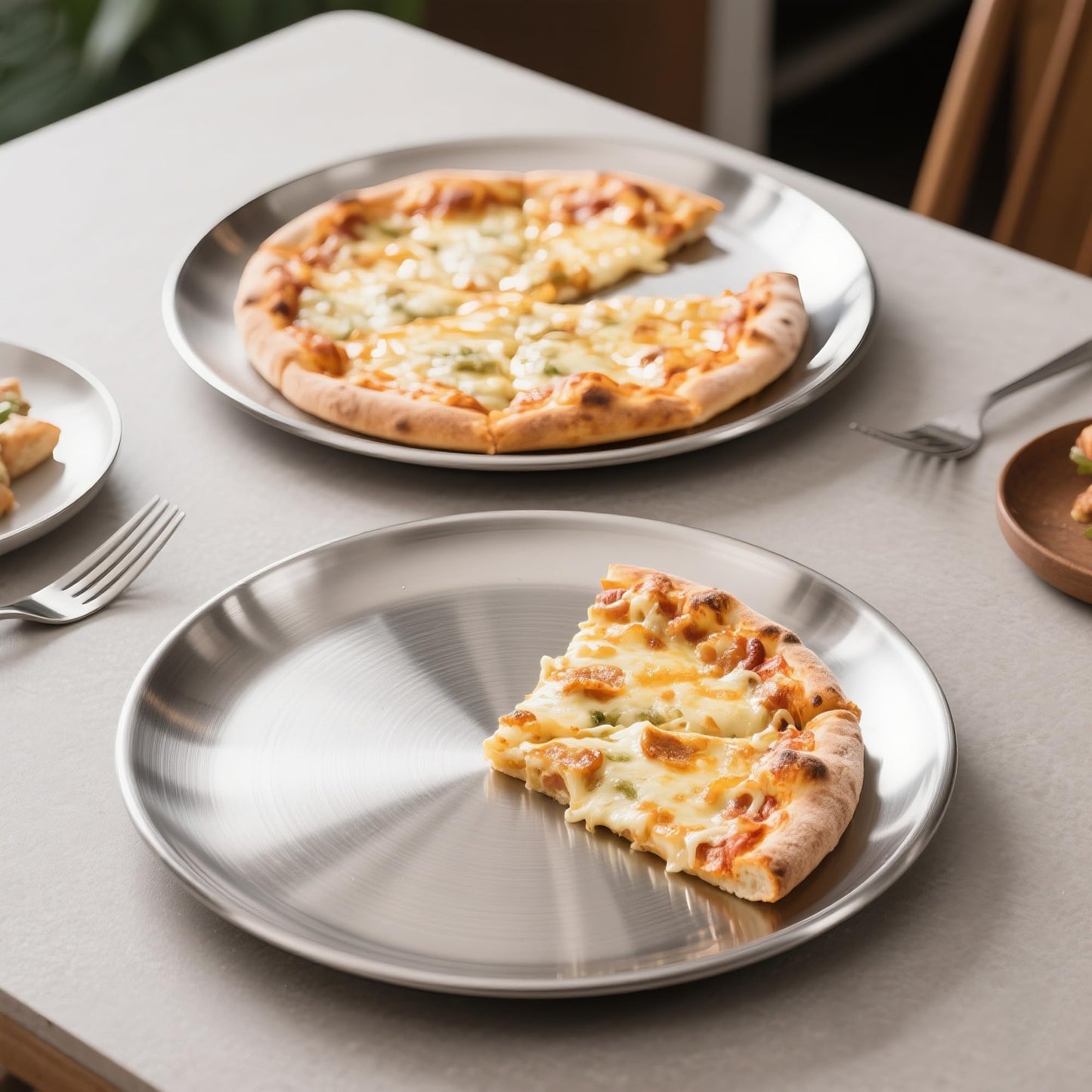 AWTBDP Pizza Pan for Oven, Non-Stick Stainless Steel Pizza Pans, Round Pizza Steel Tray for Baking Supplies & Kitchen, Restaurant, Home (13.5 Inch & 12 Inch & 10 Inch), Dishwasher Safe & Easy Clean