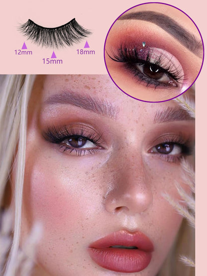 Sikkis Magnetic Eyelashes with Eyeliner - Magnetic Eyelashes Mink Look Kit, Mixed 3D Mink Reusable False Lashes with Applicator, No Glue Needed -5 Pairs