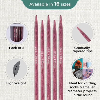 KnitPro Dreamz Double Pointed Needles 5" (12.5cm) | US Size 6 (4mm)