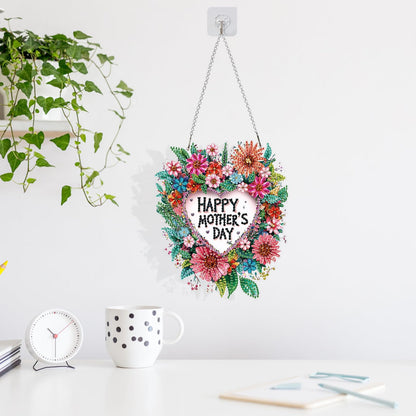 MAXBYE Diamonds Painting Kits Hanging Pendant, Special Shaped Crystal DIY Mother's Day Flowers Diamond Art, Diamond Art for Beginners DIY Crafts, Window Pendant Ornament for Home Decoration, 7.8in