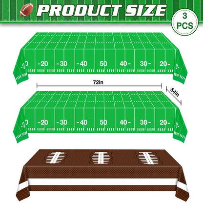 Esjay Football Party Decorations Supplies, Football Tablecloth Table Covers Disposable Plastic, Football Field Themed Birthday Decorations, 3 Pack (54x72inch), Green Green Brown