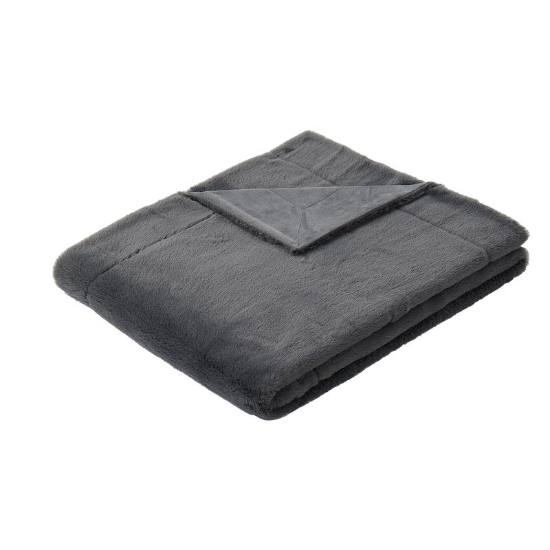 Vince Camuto Faux Rabbit Fur Grey Polyester 1-Piece 60x70 Throw Blanket, Solid Color, 100% Polyester, for Men and Women, Oeko-TEX Certified Confidence