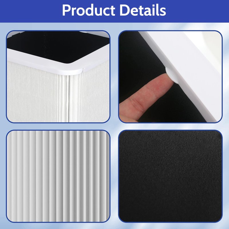 XBGG 211+ Replacement Filter Compatible with Blue Pure 211 Air Purifier Series, 2-in-1 Filtration System of H13 True HEPA and Activated Carbon Filter, 2 Pack