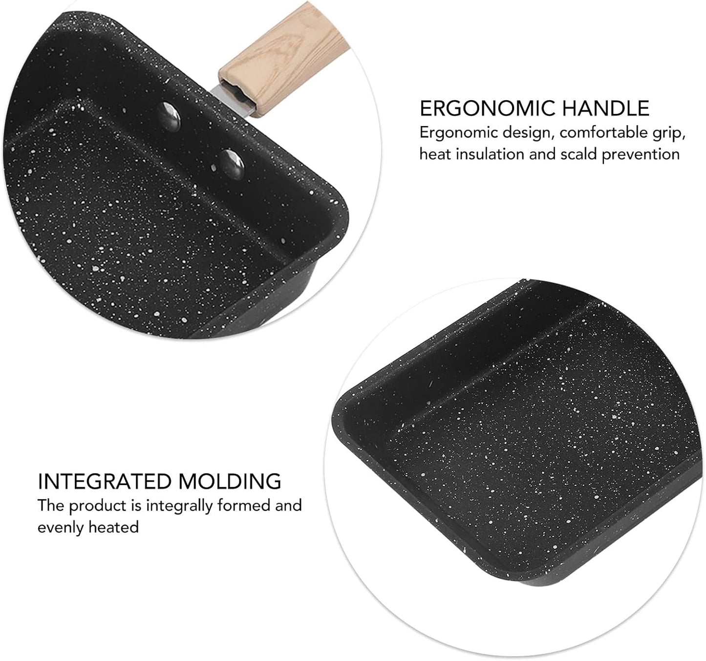 Breakfast Flat Pan, Tamagoyaki Omelette Pan, Non Stick Iron Square Frying Pan for Home Kitchen