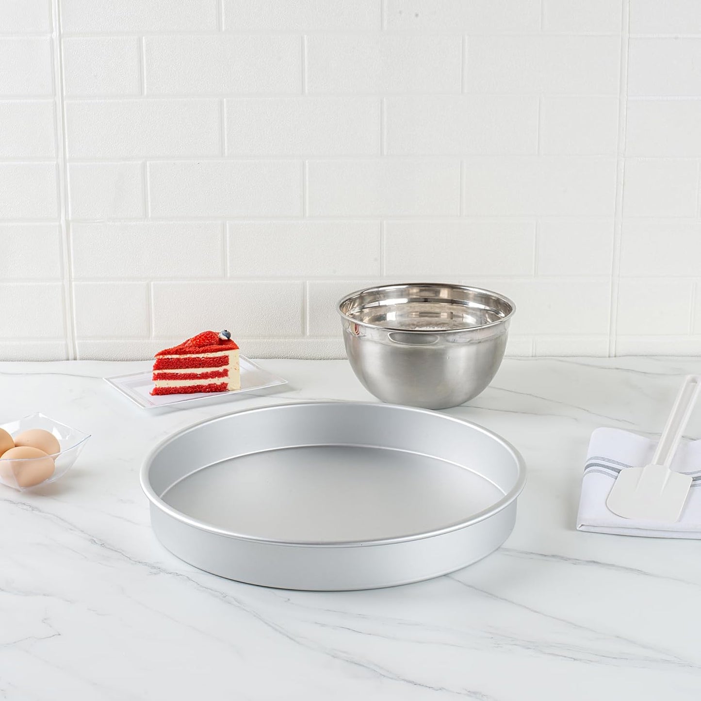 Restaurantware-Met Lux 14 x 2 Inch Round Cake Pan - Straight-Sided Baking Tin, Oven-Ready & Freezable