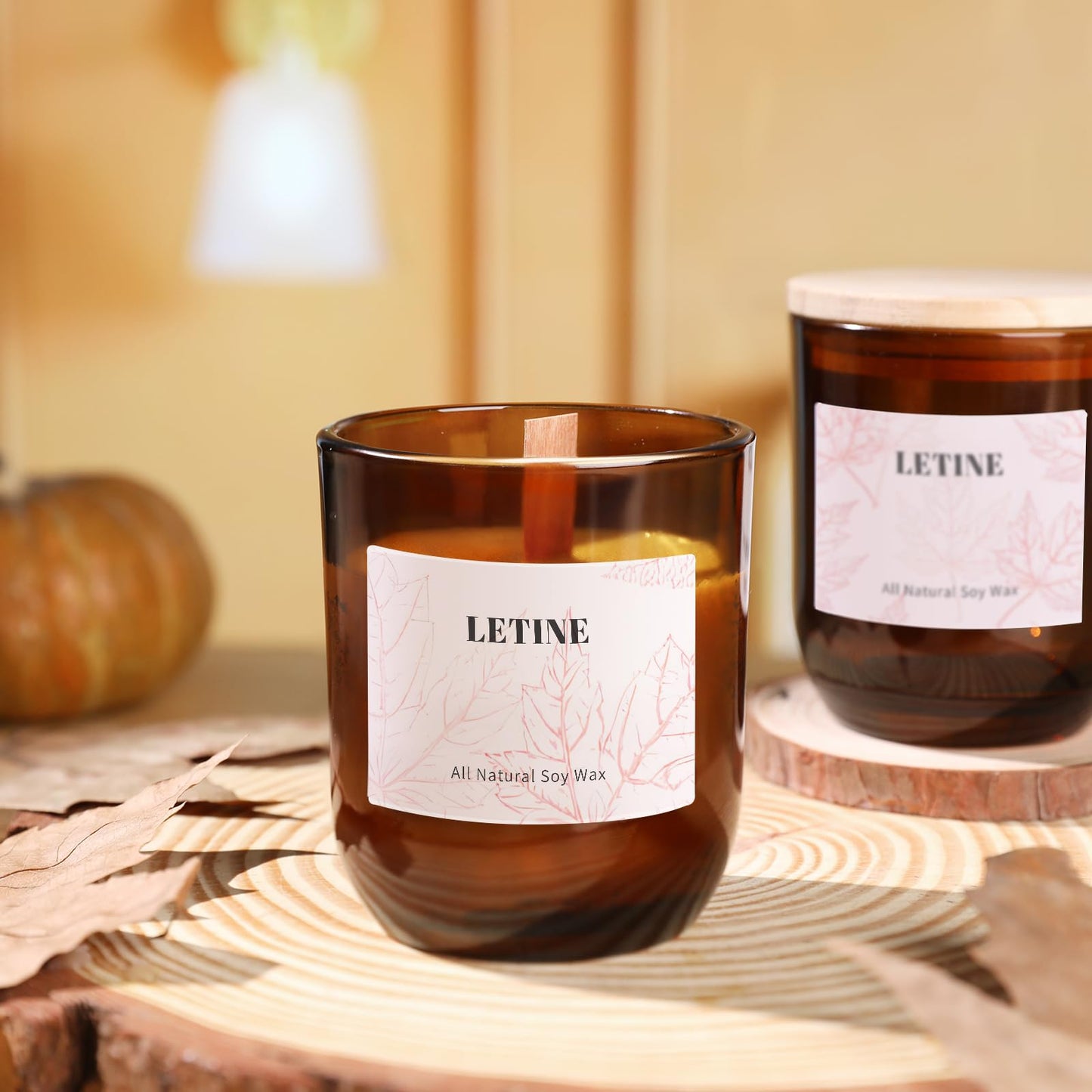 LETINE 12PCS 8oz Amber Glass Candle Jars with Lids - Premium Candle Making Kit, Airtight Candle Vessels with Lids for Crafts, Storage & Gifts, Ideal for Wedding Favors, DIY Candle Business & Home Use