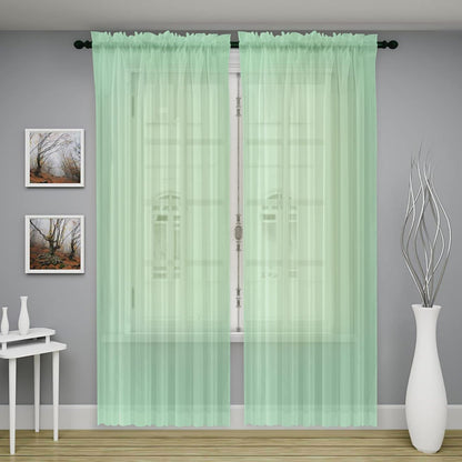Oakias Green Sheer Curtains, 2 Panels Set 54" W x 84" L, 84 Inches Long Rod Pocket Voile Curtains for Living Room &