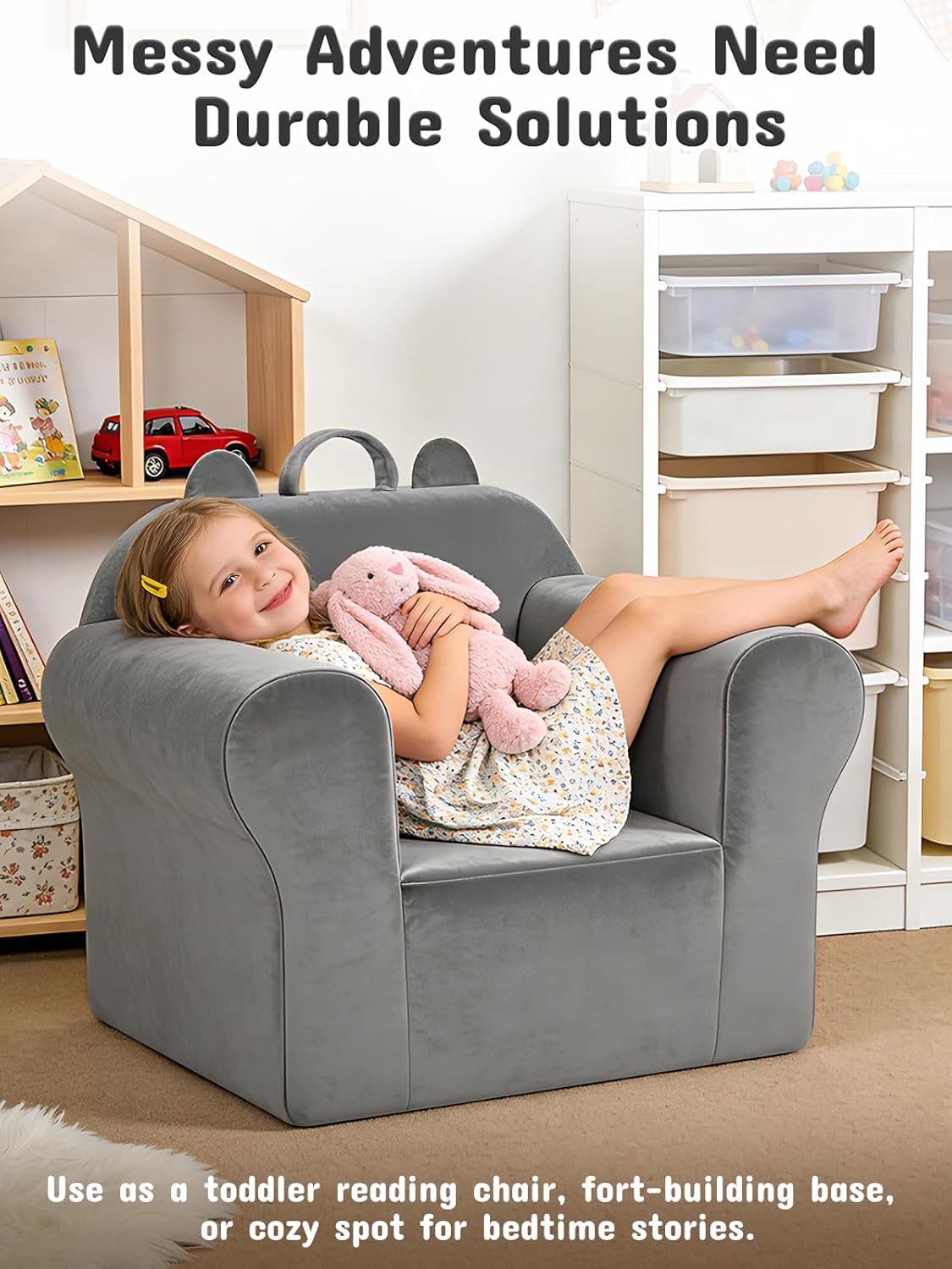 Cozy Kids Sofa Chair with Removable Washable Cover Kids Couch Toddler Chair Toddler Bed Crystal Velvet Furniture