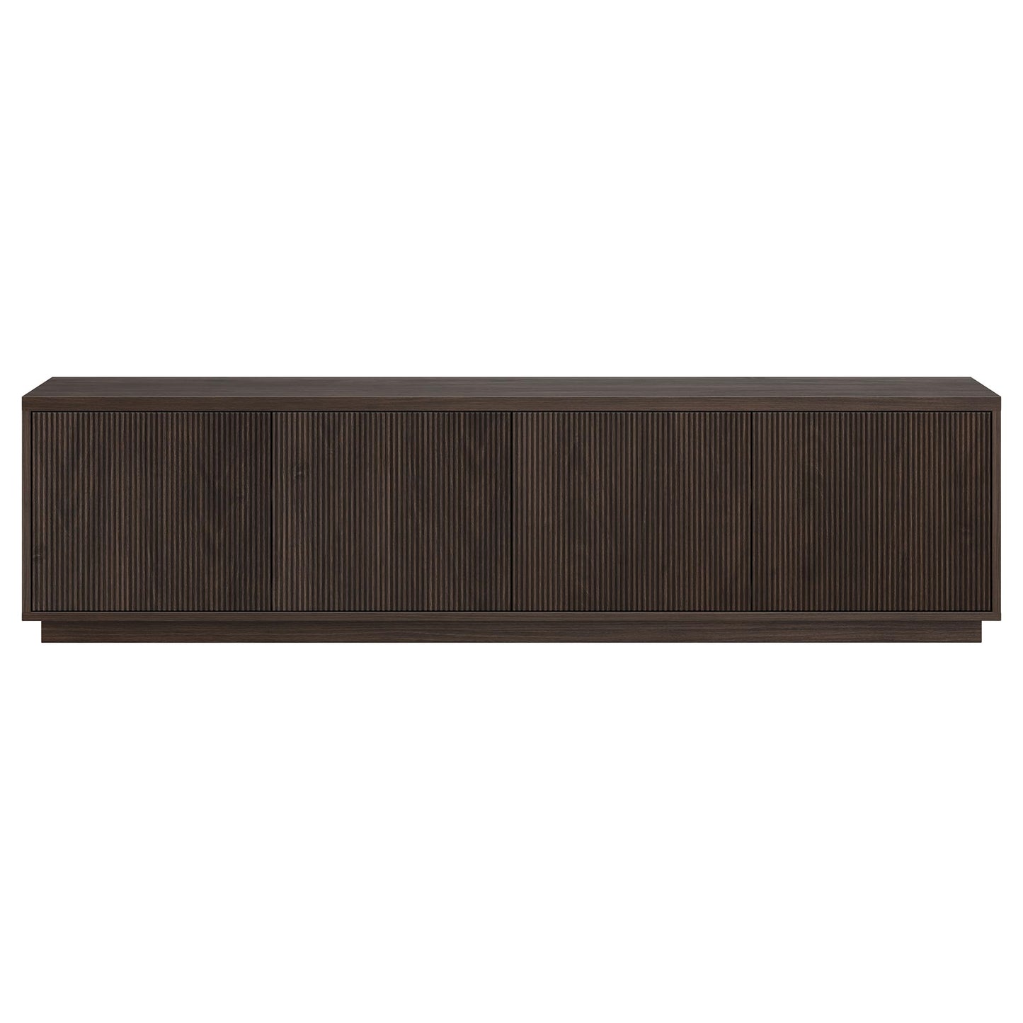 Henn&Hart Fluted TV Stand for TVs up to 85" with 2 Concealed Ribbed Storage Cabinets and Adjustable Shelves for Living Room, Family Room, or Office, Rich Brown