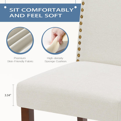 DUMOS Dining Chairs Set of 6, Modern Kitchen Table Chairs with Wooden Legs and Padded Seat, Mid Century Upholstered Accent Chairs for Dining Room/Kitchen/Living Room/Restaurant, Beige