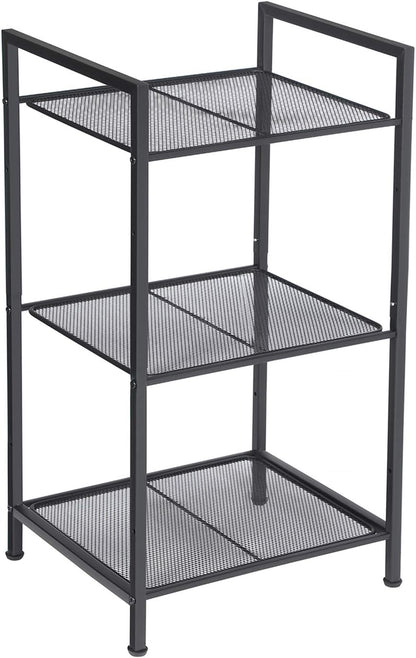 3-Tier UBSC33BK SONGMICS Storage Rack, Bathroom Shelf, Extendable Plant Stand with Adjustable Shelf, for Bathroom