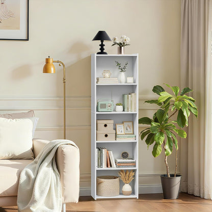 5-Tier ZENY Shelf Bookcase, Freestanding Wood Storage Display Open Bookshelf for Home Office, White