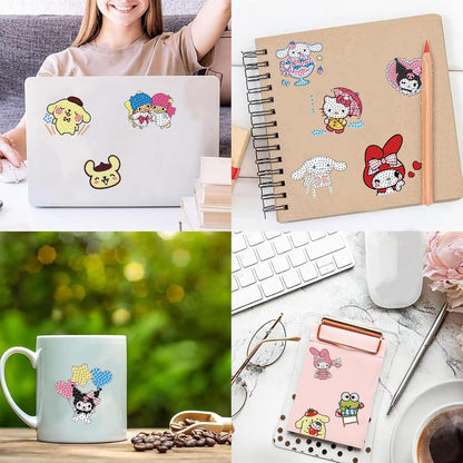 CYNART 48 Pcs Diamond Art Stickers for Kids, Small Diamond Painting Stickers Kits for Kid, Mini Diamond Painting Arts and Crafts for Kids Ages 8-12 for Birthday Party Holiday Gifts