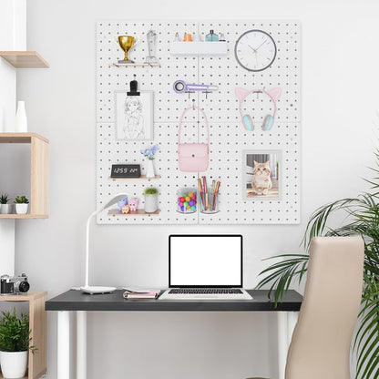 FZK Peg Board with Hooks, Plastic Pegboard Kit with 4 White Pegboards and Accessories, Peg Board Wall Organizer for Office and Craft Room