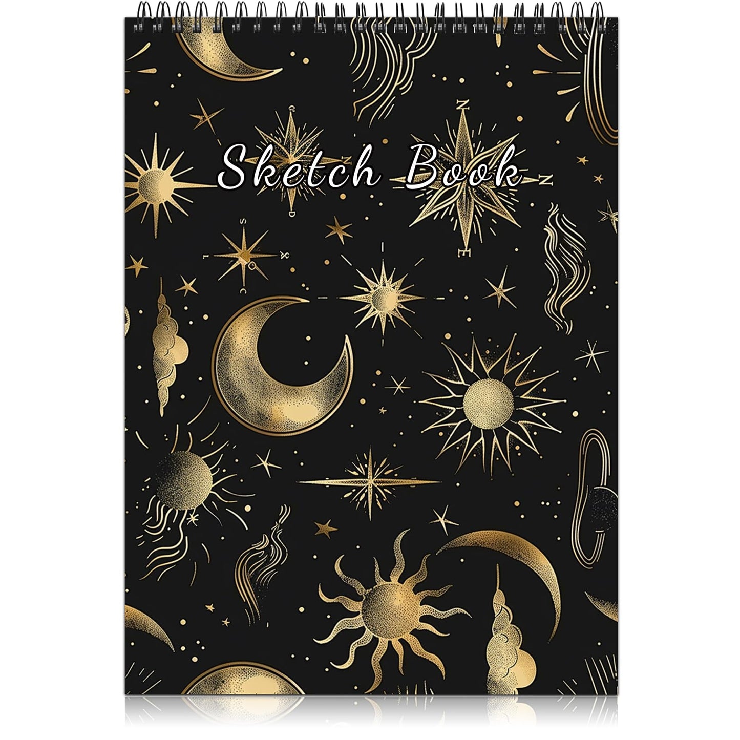 Deokke Sketchbook Top Spiral Bound Sketch Pad, 9 x 12 inch,100GSM Thick Paper,50 Sheets 100 Pages,Art Sketch Book Aesthetic Cute Drawing Writing Paper for Girls Women-Sun Moon