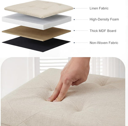 43in 660lbs, DUMOS Foldable Storage Ottoman Bench, Storage Chest, Large End of Bed Foot Rest Stool with Padded Seat