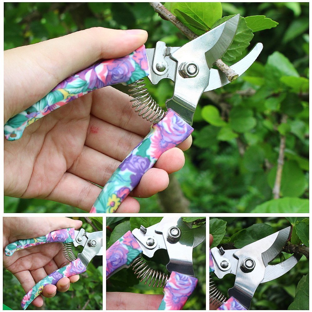 WISDOMLIFE Garden Tools Set, 11 Pieces Gardening Gifts with Purple Floral Print, Ergonomic Handle, Trowel, Rake, Shovels, Pruner, Shears, Sprayer, Gloves, Garden Hand Tools with Carrying Case