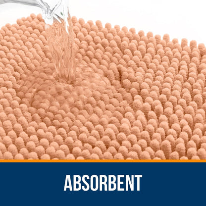 OLANLY Bathroom Rugs - Extra Soft Absorbent Chenille Mats | 36x24, Quick Dry, Machine Washable, Peach