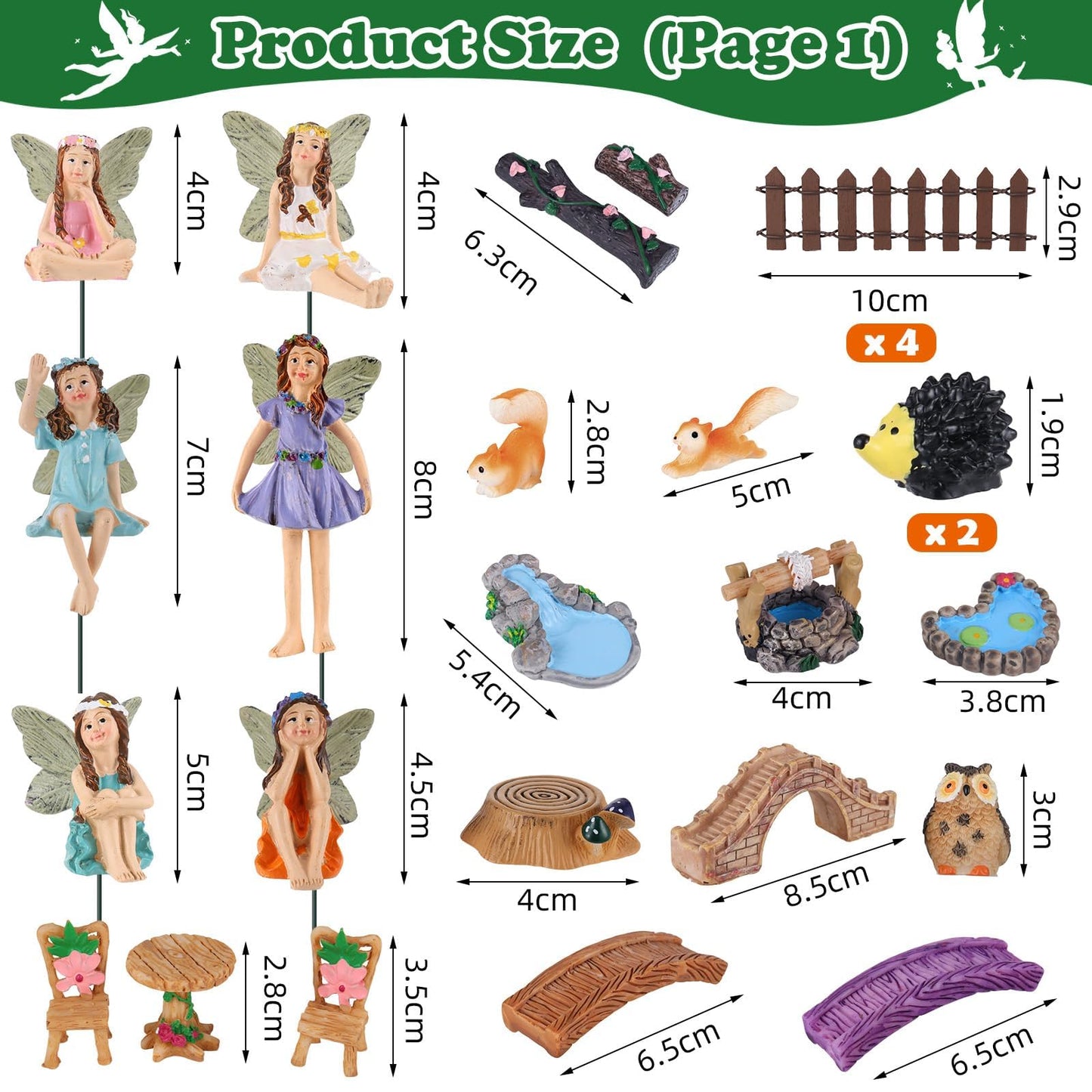HIYZI 100 Pcs Fairy Garden Accessories Miniatures Figures Kit Micro Landscape Terrarium Ornaments Resin Mushroom Animal Fake Pond Lawn Bridge Garden Decoration