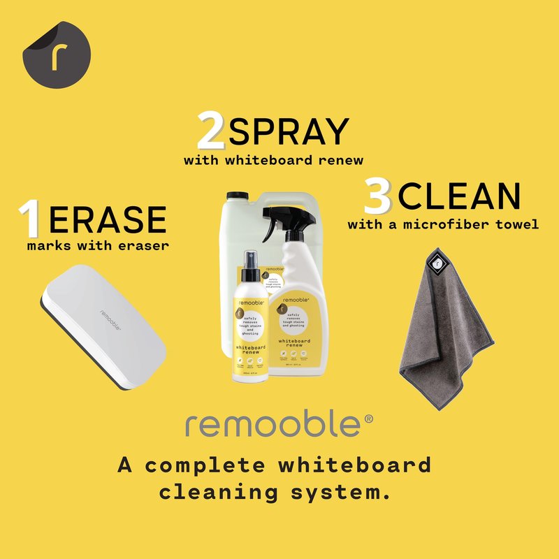Remooble Microfiber Cleaning Cloth, Streak Free Whiteboard Cleaning Rags, Dry Erase Microfiber Towels, Pack of 12, Size 10 x 10 inch (25 x 25cm)