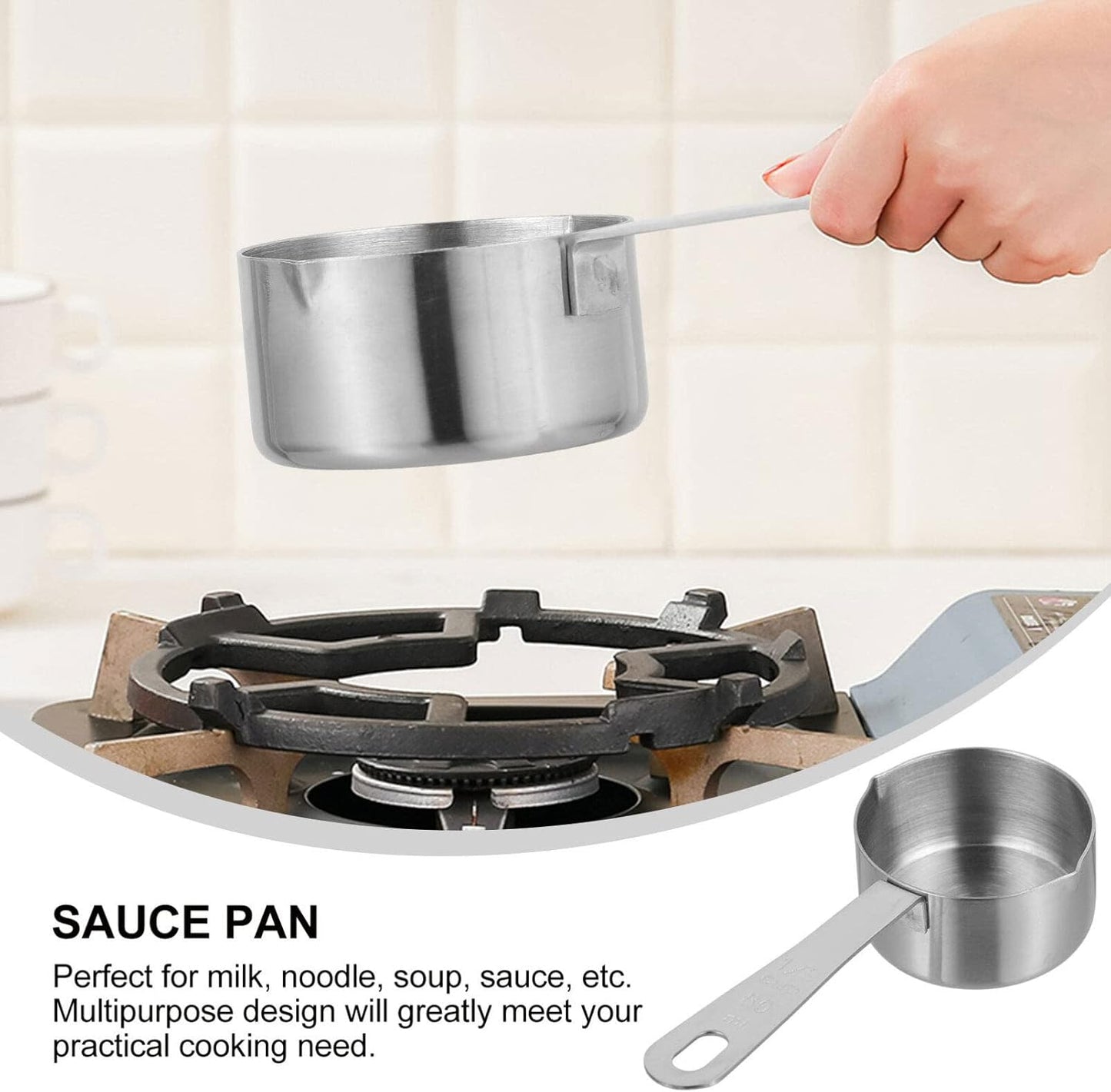 Noodles Cooker Pot, Stainless Steel Saucepan with Dual Pour Spout for Kitchen