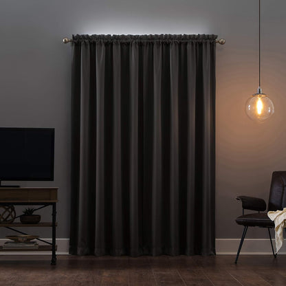 Sun Zero Oslo Theater Grade Extreme Total Blackout Rod Pocket Curtain Panel, Gray, 52" x 84"