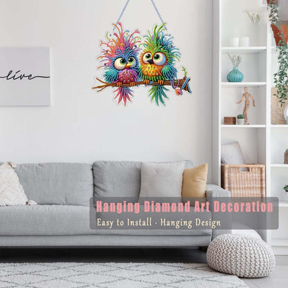 TSRUVYL Bird Diamond Art Painting Kit, Hanging Double Sided Diamond Art Suncatchers Window Pendants, Cute Diamond Painting Crafts Gift, DIY Special Shaped Gem Wall Ornament for Adults(Colorful-Bird)