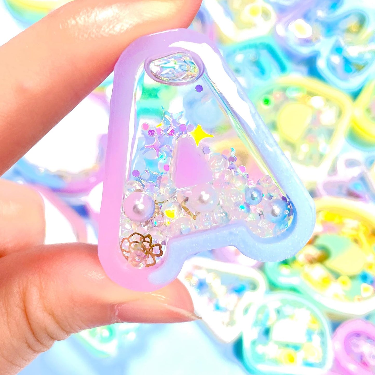 Alphabet Resin Shaker Molds Kawaii Keychain Charm Large and Small Set Pack of 107 Silicone Trays Seal Films Precision Tip Applicator Bottle Kit Bundle