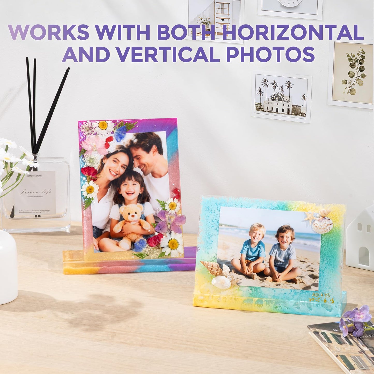 LET'S RESIN Picture Frame Resin Molds,Large Unique Silicone Molds for Photo Frame,Rectangle & Heart Shape Epoxy Molds for DIY Home Decor,Handmade Gifts