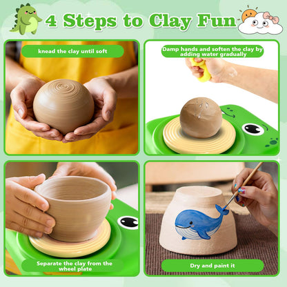 TenLaitech Pottery Wheel for Kids - Arts and Crafts Toys for Kids Ages 8-12 | Complete Pottery Painting Kit with Air Clay Art Supplies for Girls Boys Toys Birthday Gift for 6 7 8 9 10 11