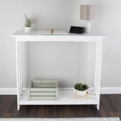 Slim Console Table - 39in x 11.8in Narrow Entryway Table - 2-Tier Sofa Table with Open Storage Shelf - Console Tables for Entryway, Hallway, and Foyer - Living Room Furniture by Lavish Home (White)