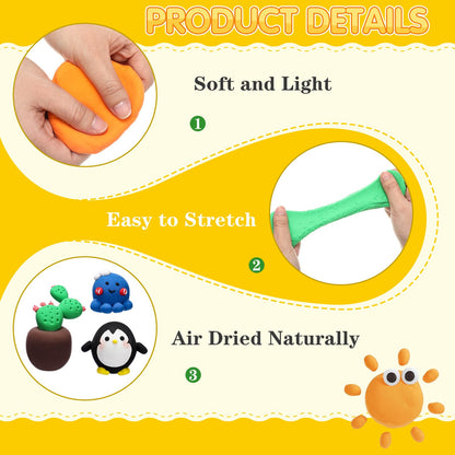 VioraWhite 40 Pcs 21oz Air Dry Clay Bulk Modeling Ultra Lightweight Foam Modeling Clay for Kids Adults Magic DIY Crafts Party Arts and School Project Gifts Supplies(Classic Colors)