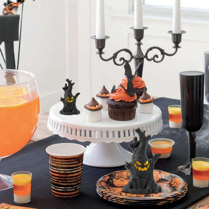 Lifnatty Halloween Tree Lights Decorations 2 Pack – Haunted Tree with Glowing Eyes, Battery Operated Halloween Tabletop Decorations for Home, Mantel, Party & Indoor Haunted House Decor